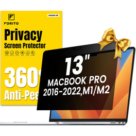 F FORITO 360° privacy screen on MacBook Pro 13, front view for private work.