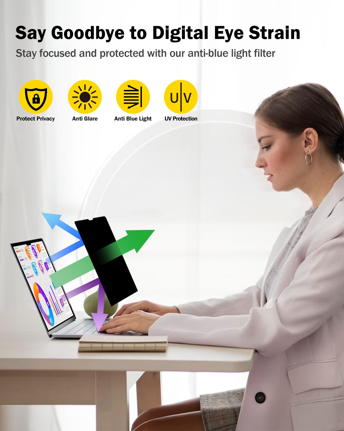F FORITO privacy screen material close-up emphasizes scratch-resistant protection.
