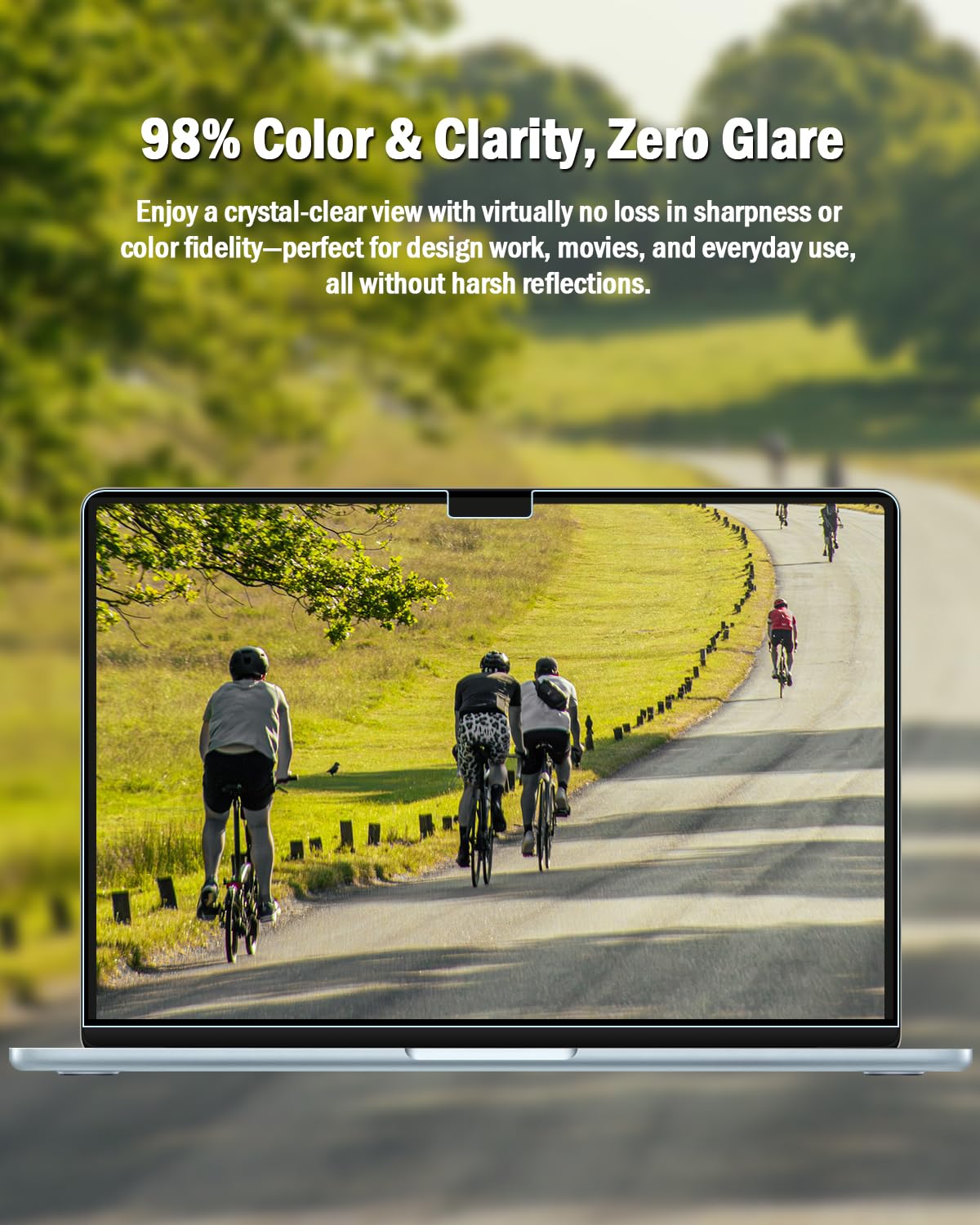 F FORITO in-use shot demonstrating glare-free workspace and comfortable viewing