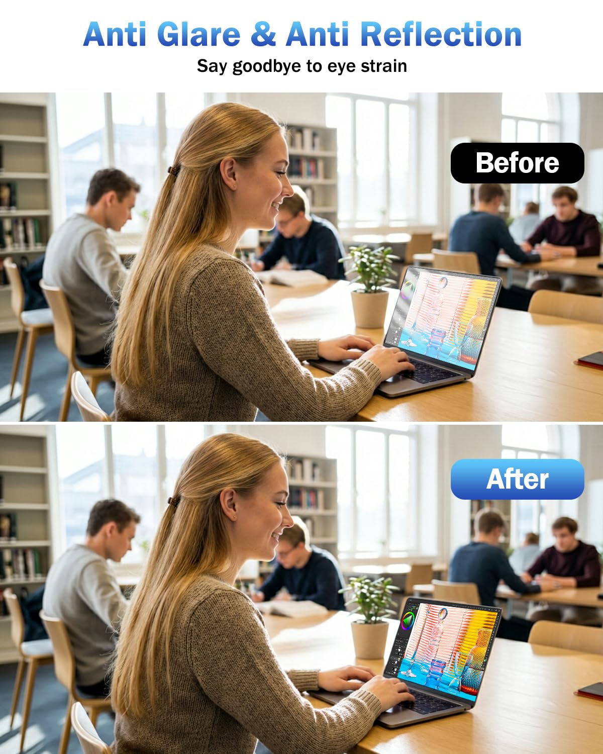 F FORITO anti-glare technology minimizes reflections in bright environments.