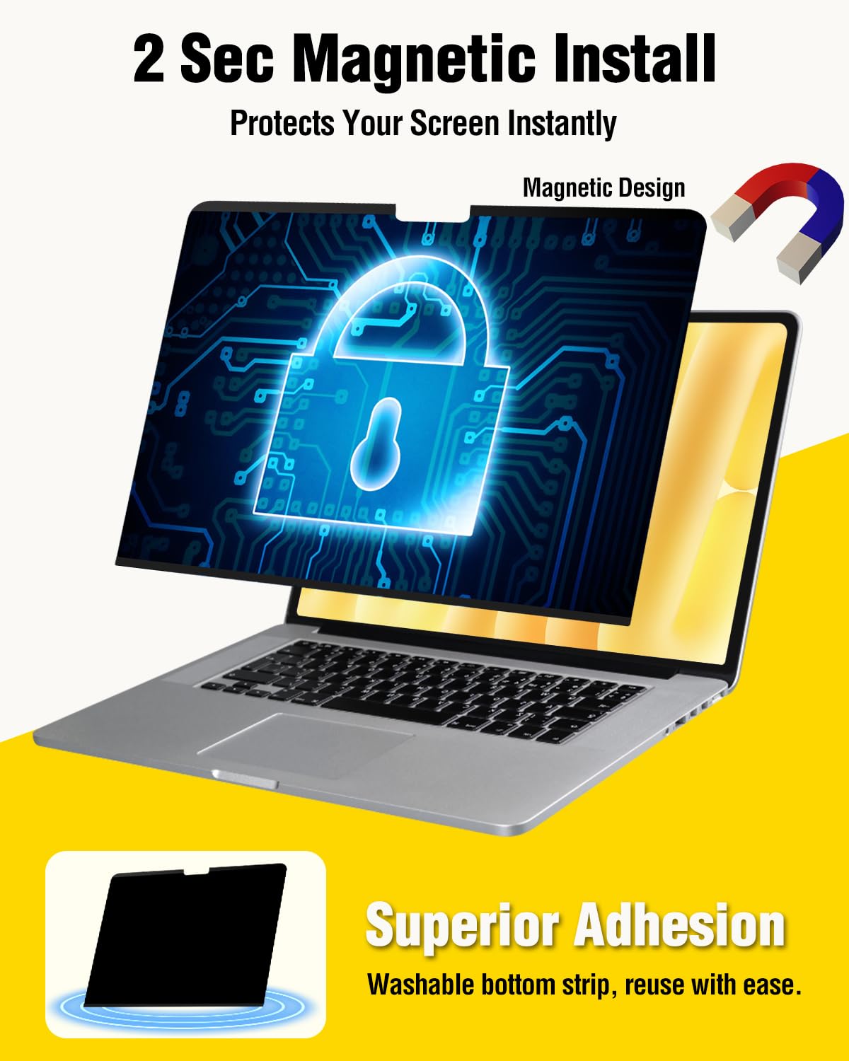 F FORITO close-up of magnetic top rail for quick installation benefit