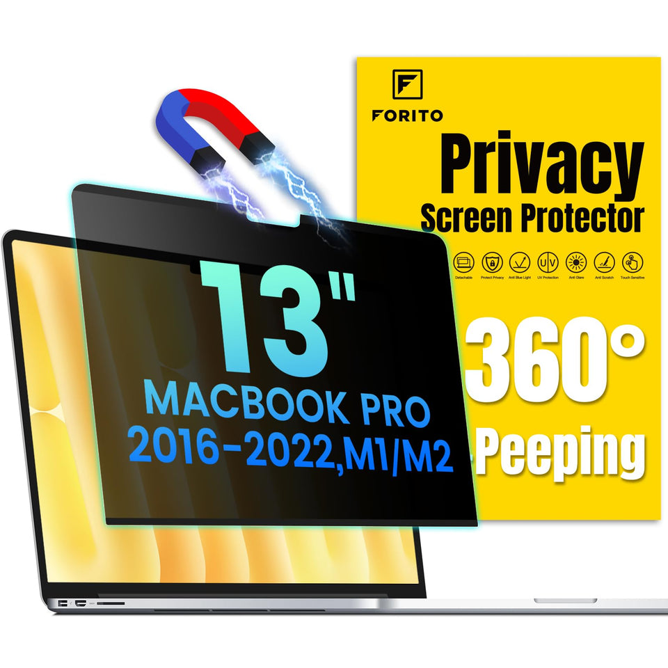 F FORITO front view on MacBook Pro 13 showing clean fit and protection
