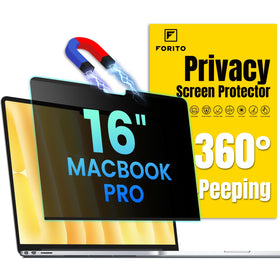 F FORITO front view showing protector on MacBook Pro 16, improves privacy
