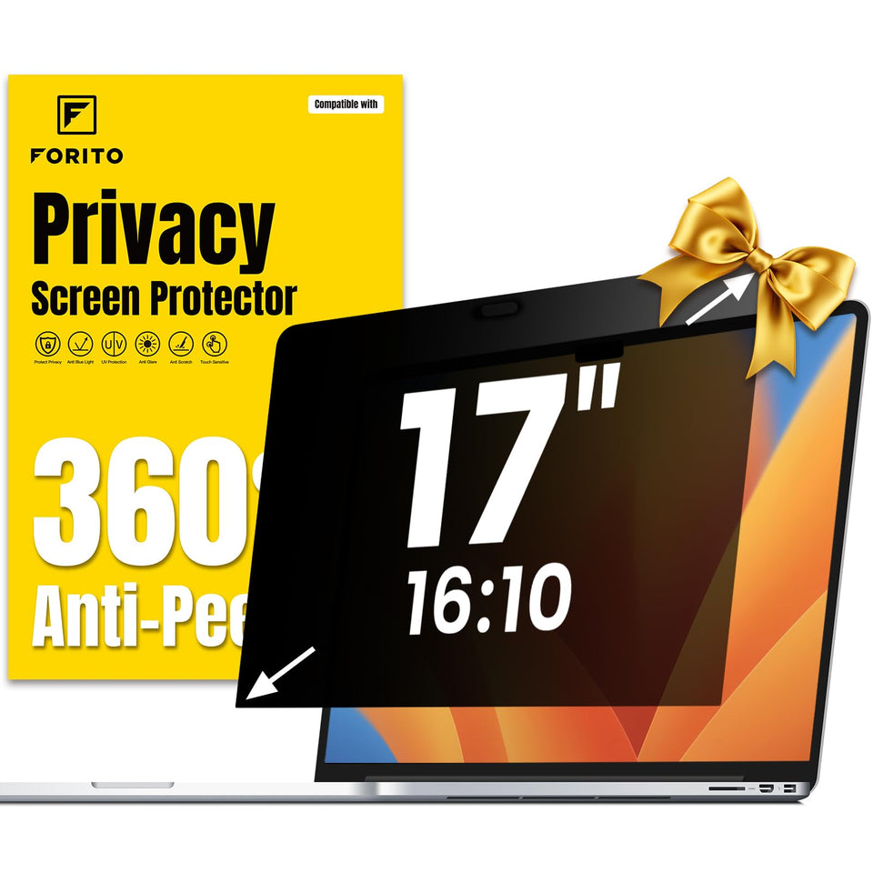 F FORITO front view of 17-inch privacy screen showing clear front display benefit
