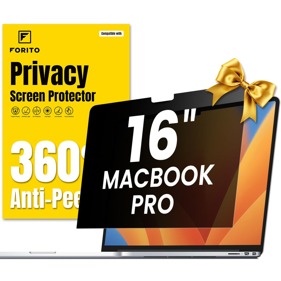 F FORITO MacBook Pro 16 privacy screen front view protects privacy while keeping display clear.