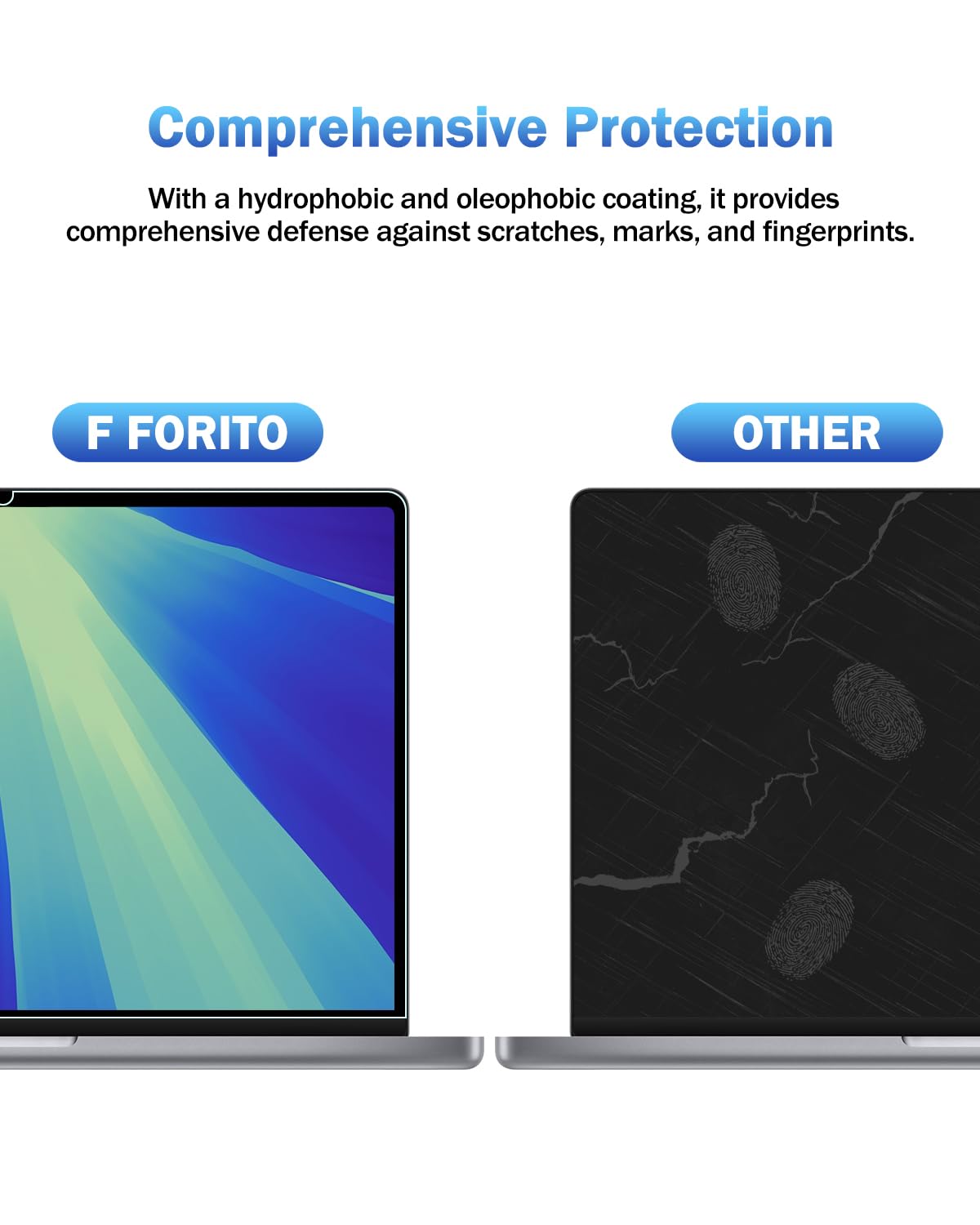 F FORITO scratch-resistant layer guards the screen against scratches.