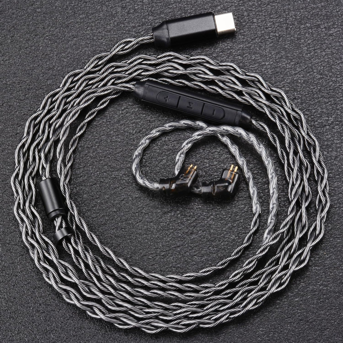 FAAEAL IEM Cable side angle highlighting ergonomic earhook fit.