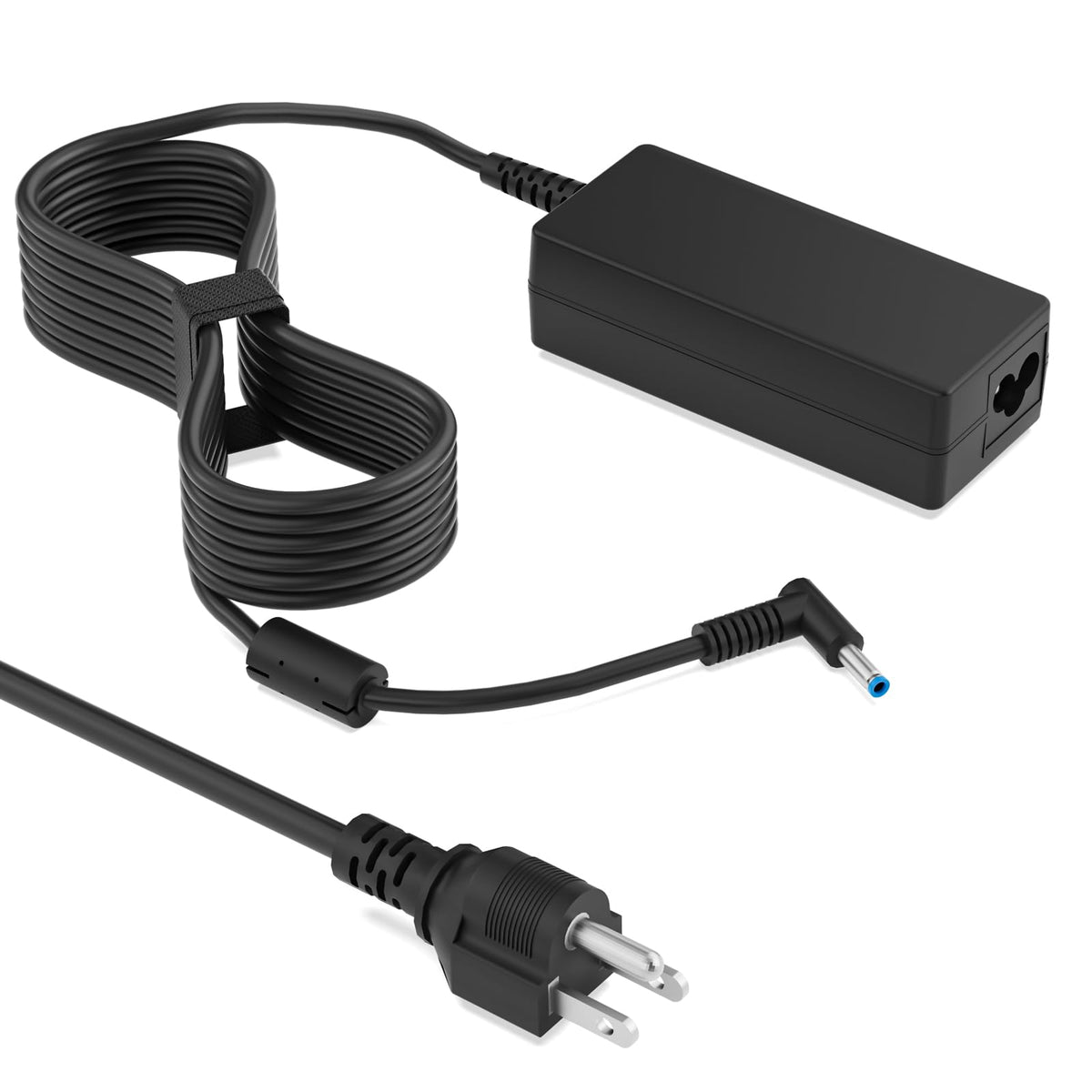 FAATAA HP 65W round blue tip charger powering HP laptops reliably at home or travel