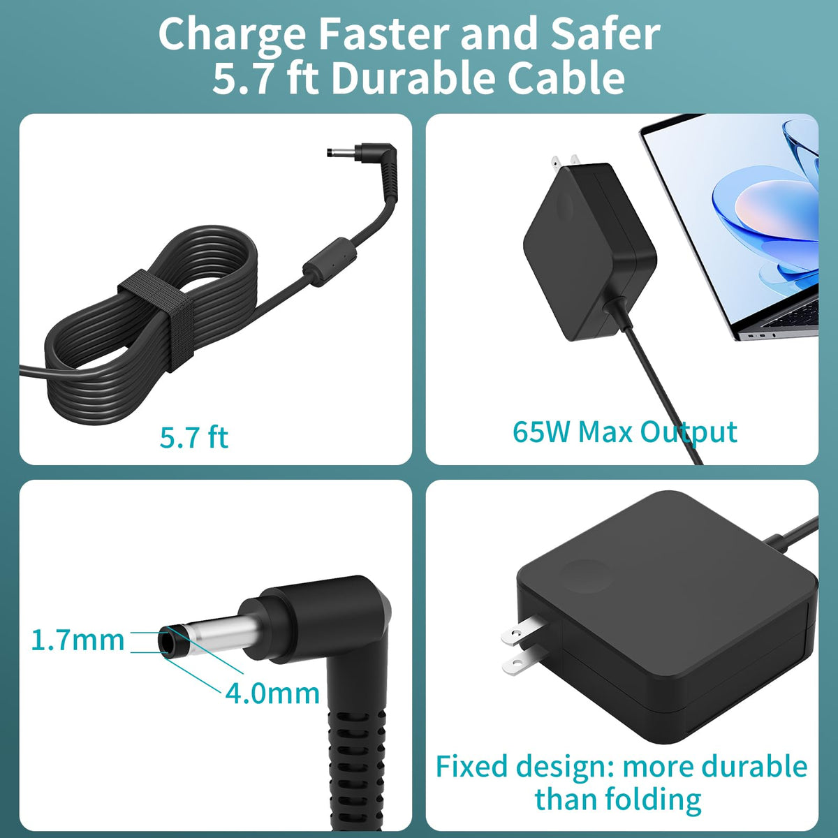 FAATAA compact-design charger fits slim laptop bags easily