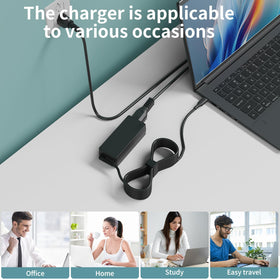 FAATAA USB-C charger with extended cord reaches outlets behind desks