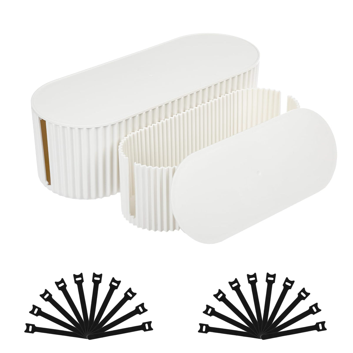 FABROK front view of small and large boxes showing tidy look and storage benefit