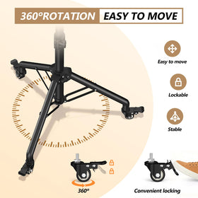 Facilife caster detail showing lockable swivel wheels for smooth relocation