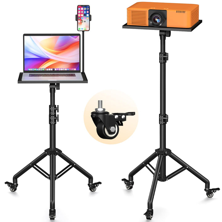 Facilife front view of tripod stand showing stable base and tray benefit mobility