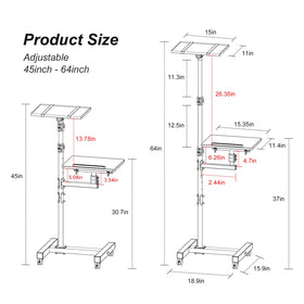 Overbed table on wheels supports multi-device setups in small spaces.