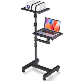 Facilife projector stand with rolling casters for quiet, smooth movement.