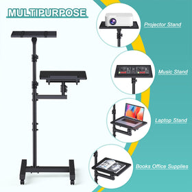 Two rotatable trays provide space for projector and laptop simultaneously.