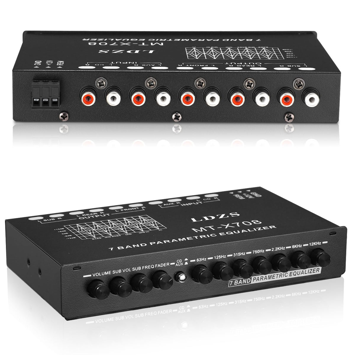 Facmogu 7-band equalizer dial controls enable quick tonal adjustments during drives.