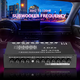 Facmogu 7-band equalizer front rear sub outputs for balanced sound.