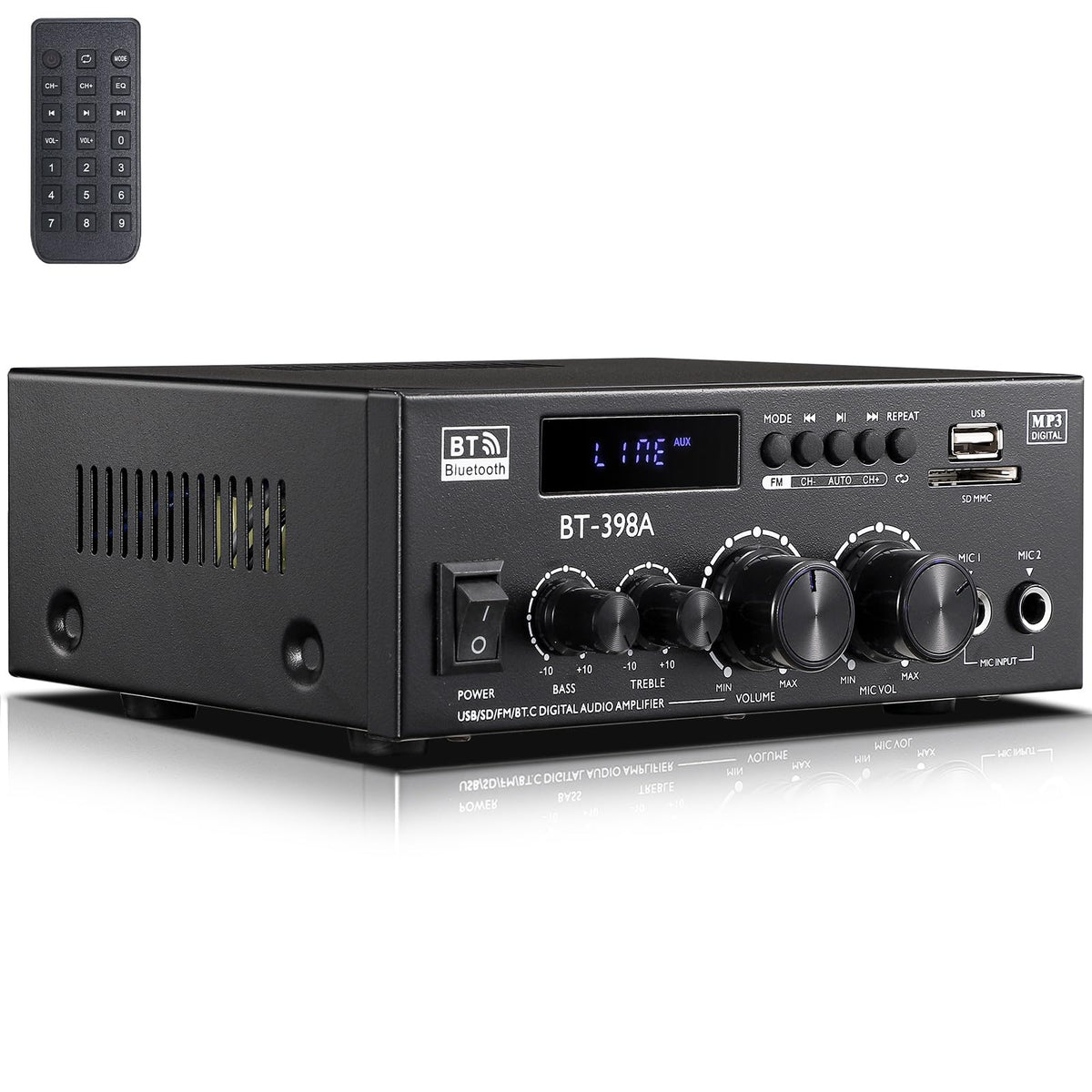 Facmogu BT-398A microphone plugged in demonstrating echo control for vocals
