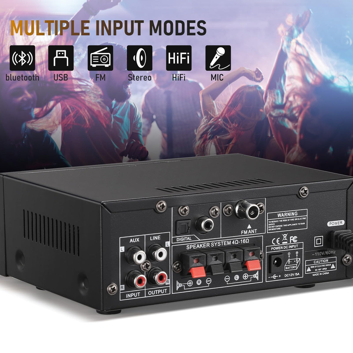 Facmogu BT-398A USB SD slots and FM display for versatile playback options