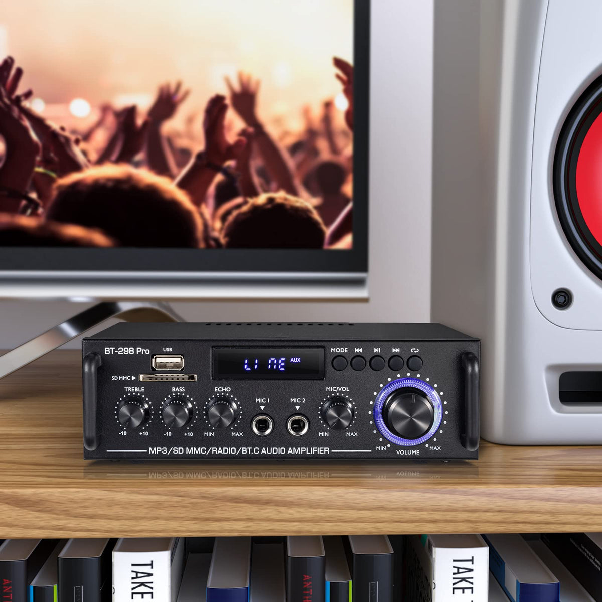Facmogu BT-298 Pro compact-size design fits small rooms without sacrificing sound.
