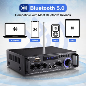 Facmogu BT-298 Pro mic-input shows dual mics for casual karaoke sessions.