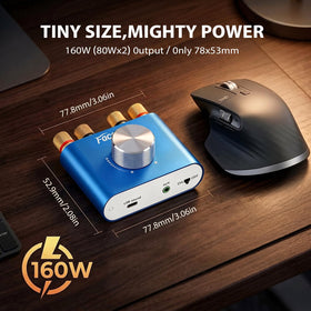 Facmogu F900S compact size fits neatly under a monitor