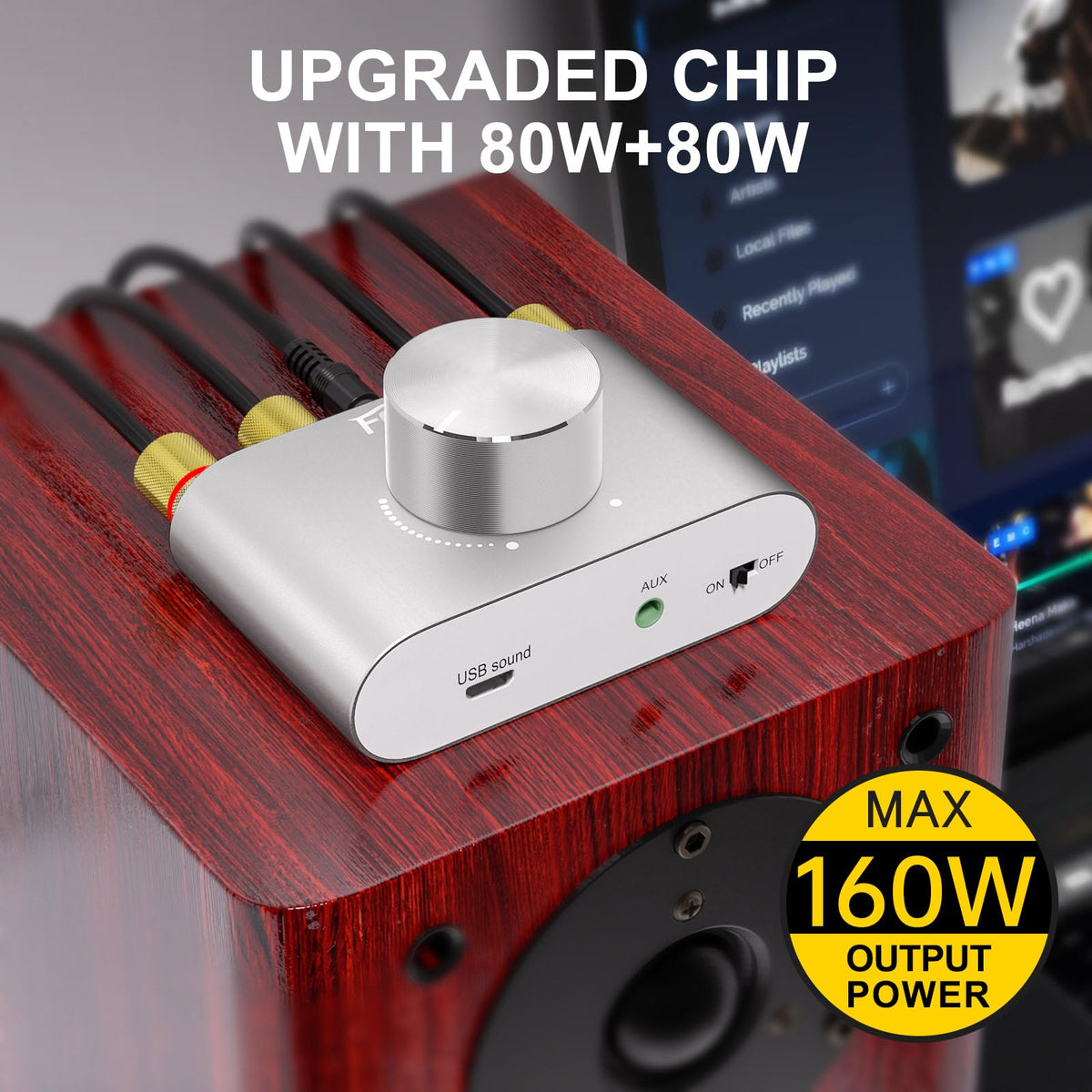 Facmogu F900S in a desktop setup, delivering clean hi-fi sound