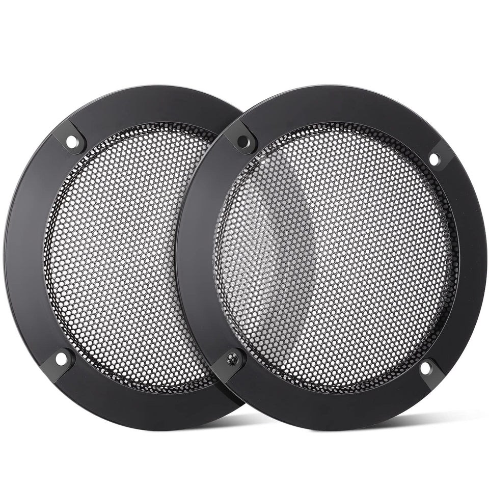 Facmogu front view of grille pack showing two covers and rings protecting speakers