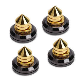 Facmogu isolation spikes positioned under bookshelf speaker reduce rattling.