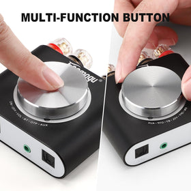Facmogu M6 with optical cable to TV showcasing digital audio clarity for home entertainment