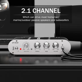 Facmogu ST-838 bass, treble, and sub controls for tailored sound.