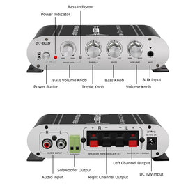Facmogu ST-838 in-car/marine setup powers home-quality audio on the go.