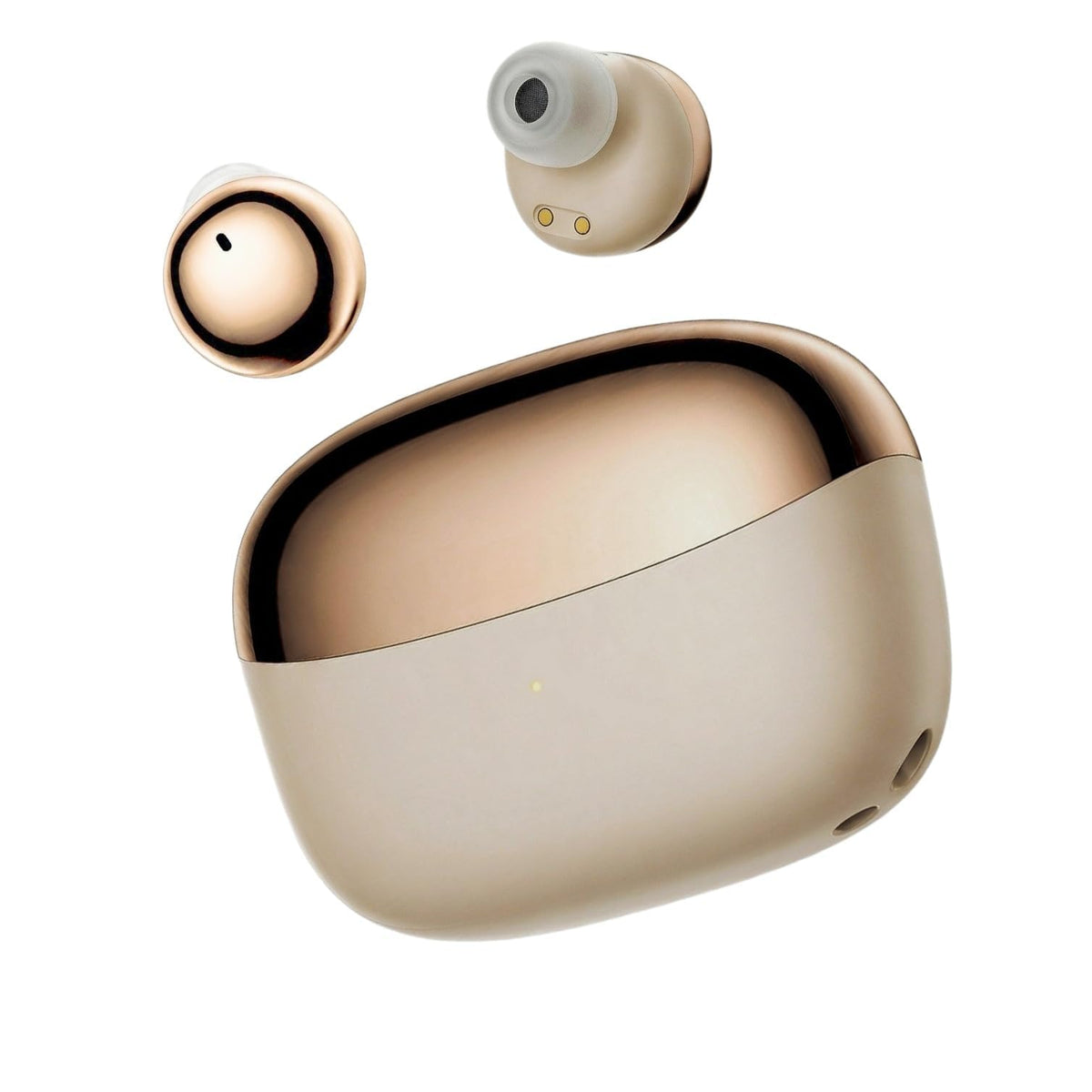 FADCAMELOS gold-finish earbuds offer premium style for daily listening.