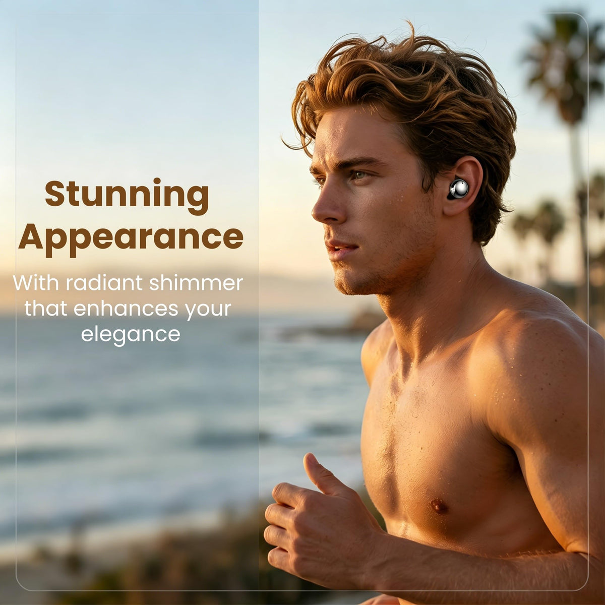 FADCAMELOS earbuds beside a coin showing ultra-compact size advantage