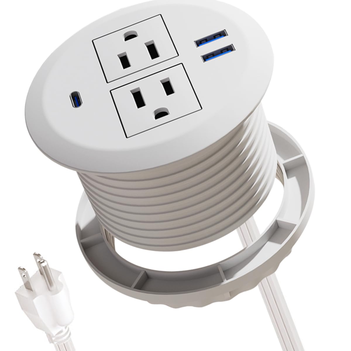 Fadossu desktop power grommet 3-inch fits a round hole for organized cables