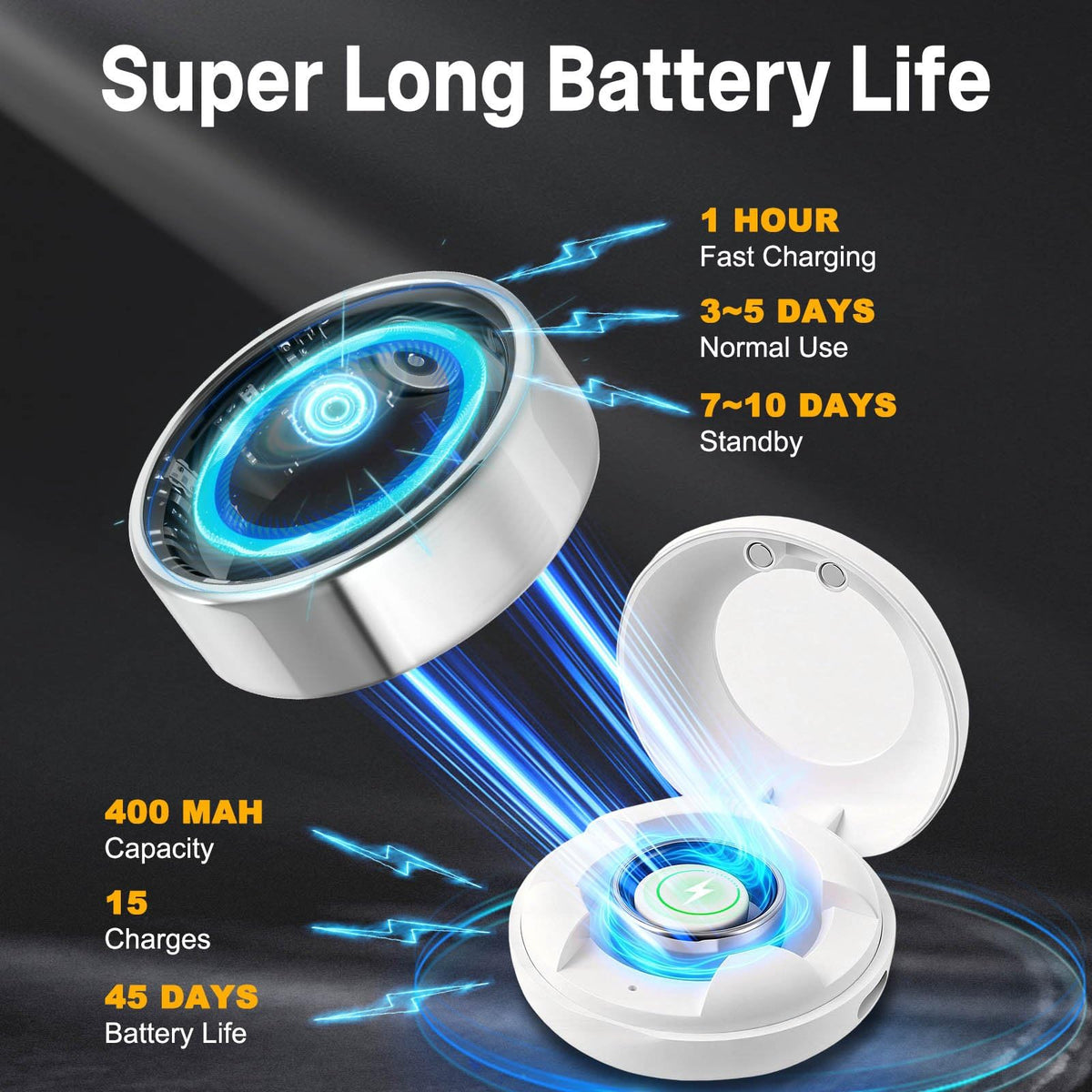 FAHKNS Smart Health Ring long-battery-life reduces charging frequency
