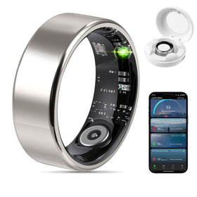 FAHKNS Smart Health Ring heart-rate readout on the home screen supports continuous wellness tracking