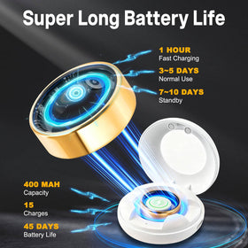 FAHKNS smart health ring rose gold battery life with charging case for long use
