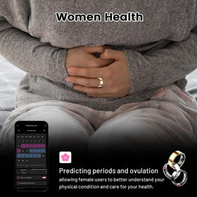 FAHKNS smart health ring rose gold heart rate monitoring view showing continuous tracking