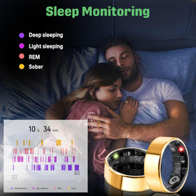 FAHKNS smart health ring rose gold sleep-tracking view highlighting nightly metrics