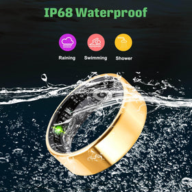 FAHKNS smart health ring rose gold waterproof IP68 for rain, sweat, swimming
