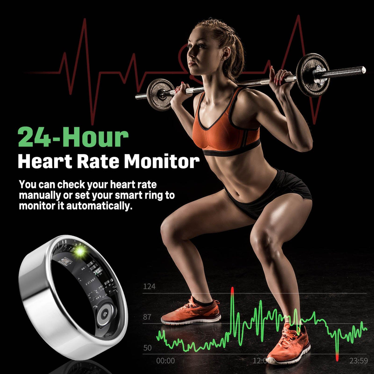FAHKNS Smart Health Ring sleep-monitor view highlights deep and light sleep patterns