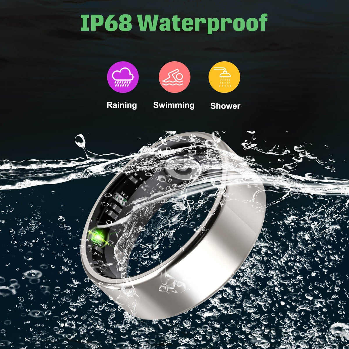 FAHKNS Smart Health Ring thin-design fits comfortably for all-day wear