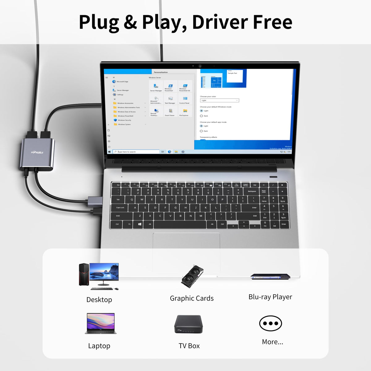 Fairikabe extended mode from DP to two HDMI monitors supports productive layouts