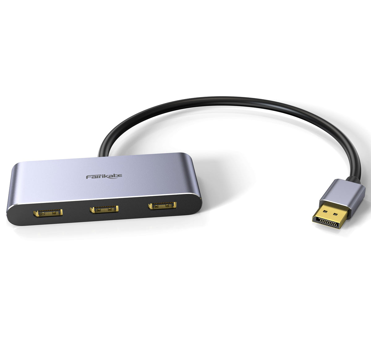 fairikabe hub front panel showing three DisplayPort outputs and indicator lights for easy multi-monitor setup