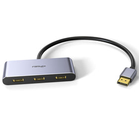 fairikabe hub front panel showing three DisplayPort outputs and indicator lights for easy multi-monitor setup