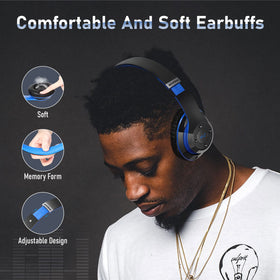 Falebare folded compact headphones demonstrating portability for travel and storage