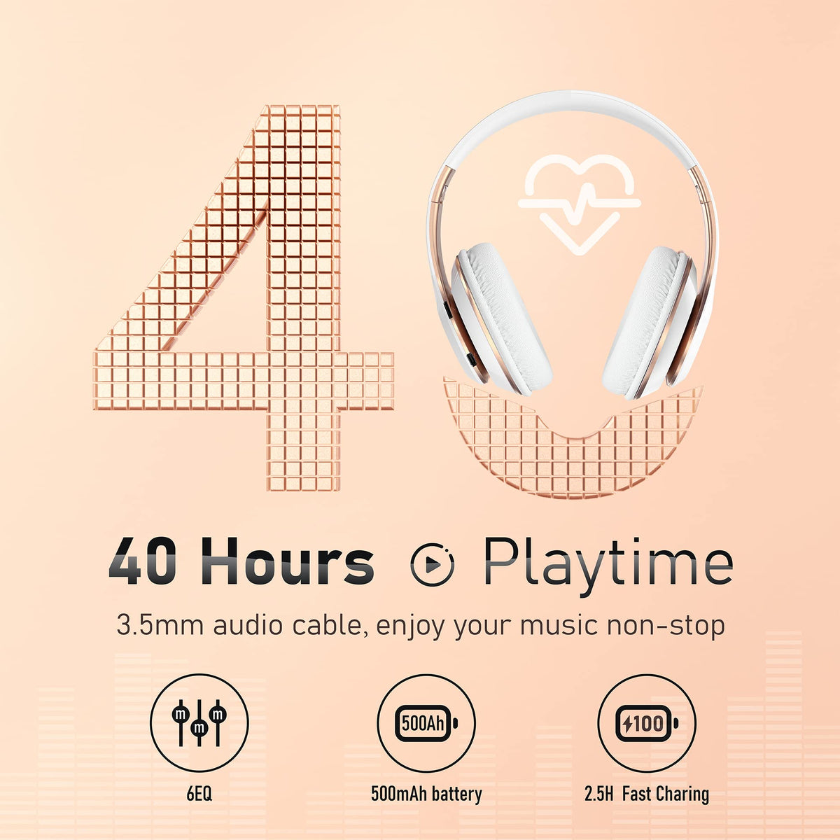 Falebare over-ear headphones with soft ear pads for comfortable long listening