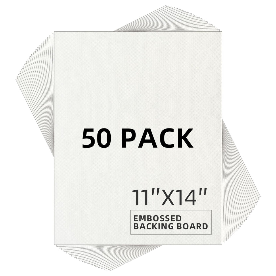 Falling in Art front packaging showing 50-pack and 11x14 size for easy identification and storage